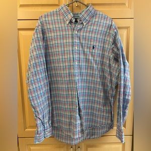 Polo Ralph Lauren Checkered plaid flannel oxford pink blue men XL
